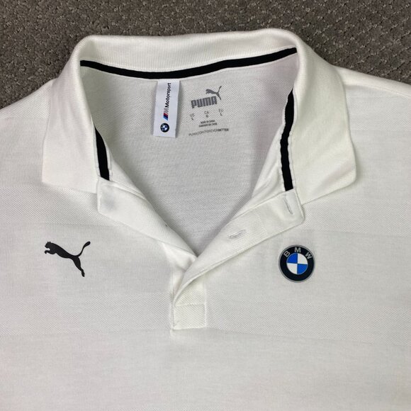 Puma BMW Polo Shirt Men's Large Fits Like Medium White Golf BMW Motorsport - Picture 2 of 8